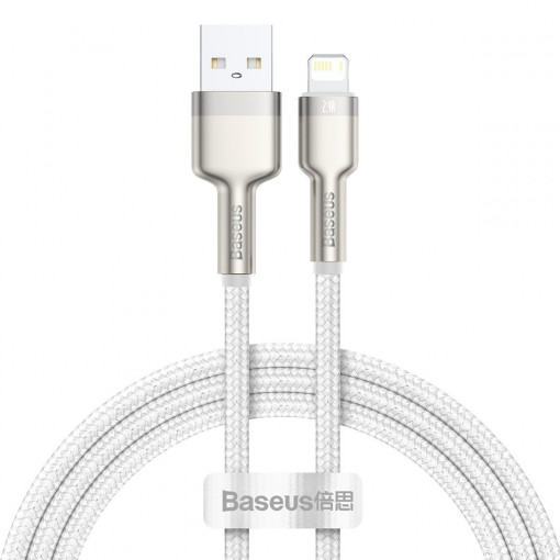 Cablu de date USB la Lightning Baseus Cafule, 2.4A, 1m (alb) CALJK-A02