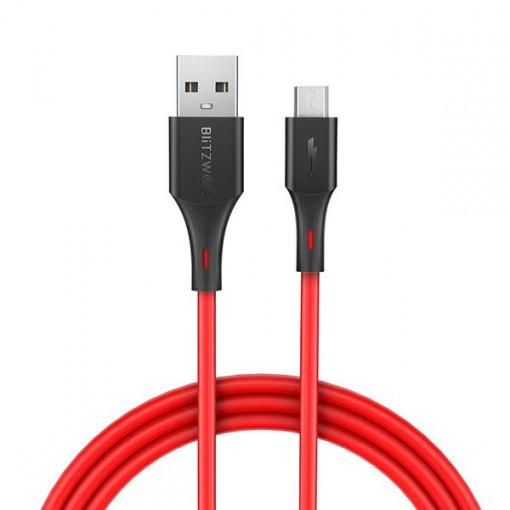 Cablu incarcare rapid micro USB BlitzWolf BW-MC14 2A 1.8 m (rosu)