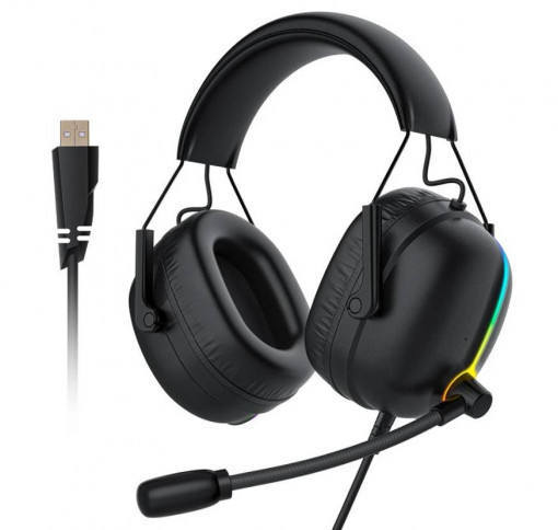 Casti pentru gaming BlitzWolf AA-GB4, RGB, 7.1 (negru)