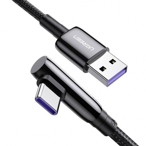 Cablu de date rapid cotit UGREEN US317 USB la USB-C, 2m (negru)