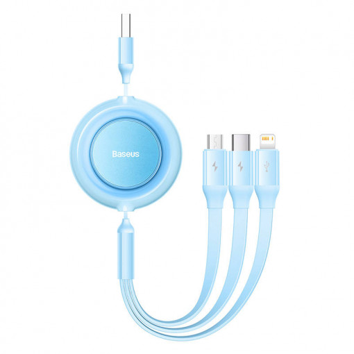 Cablu de date rapid USB BASEUS Bright Mirror 2 3in1 USB-C / Lightning / Micro 3.5A 1.1m - Albastru deschis CAMJ010017
