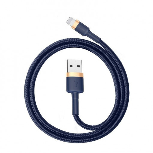 Cablu de date USB la Lightning Baseus Cafule 2.4A 1m (Auriu+Albastru inchis) CALKLF-BV3