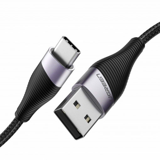 Cablu de date USB la USB-C nichelat QC3.0 UGREEN ED022 1m mufa aluminiu (negru) 60205
