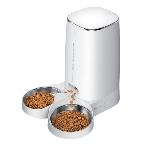 Hranitor Automat Smart Mancare Pentru Animale Rojeco 4L versiune WiFi cu bol dublu