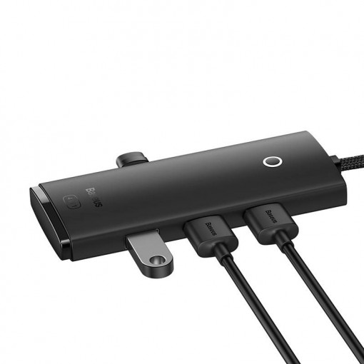 Hub 4in1 Baseus Lite Series USB-C la 4x USB 3.0 + USB-C, 2m (Negru) WKQX030501