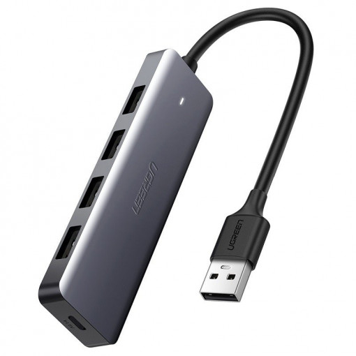 Hub 4in1 UGREEN CM219 USB la 4x USB 3.0 + micro USB (gri) 50985