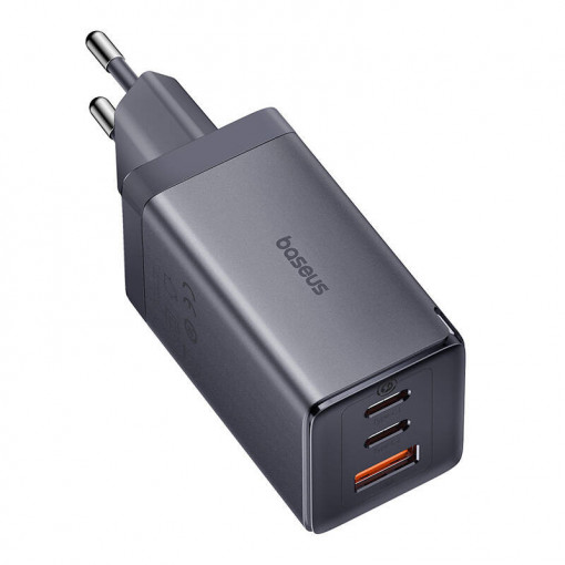Incarcator rapid de perete Baseus GaN5 2x USB-C + USB, 65W + cablu 1m (gri) P10110812827-Z1