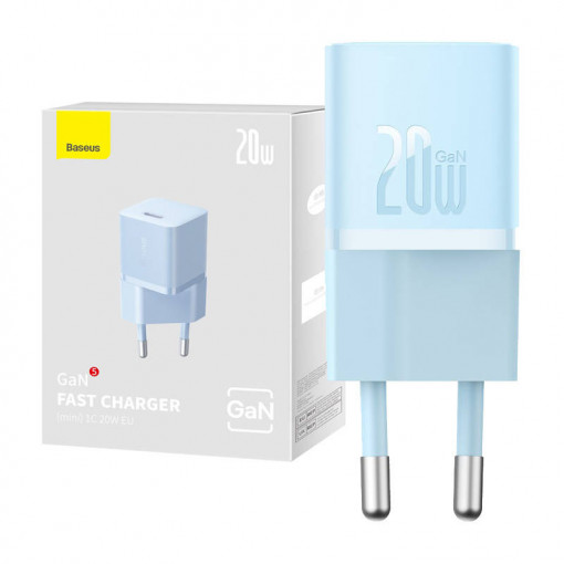 Mini incarcator de perete Baseus GaN5 20W USB-C (albastru) CCGN050103