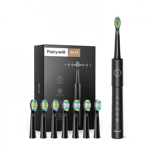 Periuta de dinti sonica FairyWill FW-E11 set capuri incluse (negru)