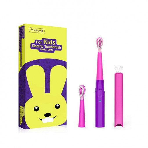 Periuta de dinti sonica pentru copii FairyWill FW-2001 set capuri incluse (violet)