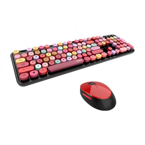 Set tastatura + mouse wireless MOFII Sweet 2.4G (negru si rosu) SMK-623387AG