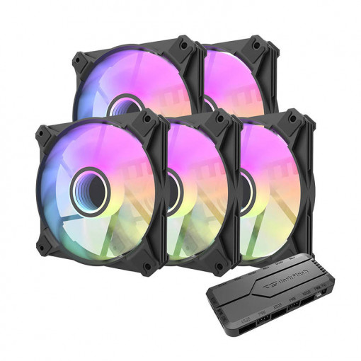 Set ventilatoare pentru computer Darkflash INF8 ARGB 5in1 120x120 (negru)