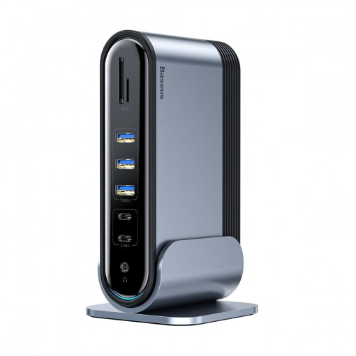 Adaptor Hub Multifunctional USB-C Statie De Lucru 16 Porturi Baseus (Gri inchis) CAHUB-BG0G