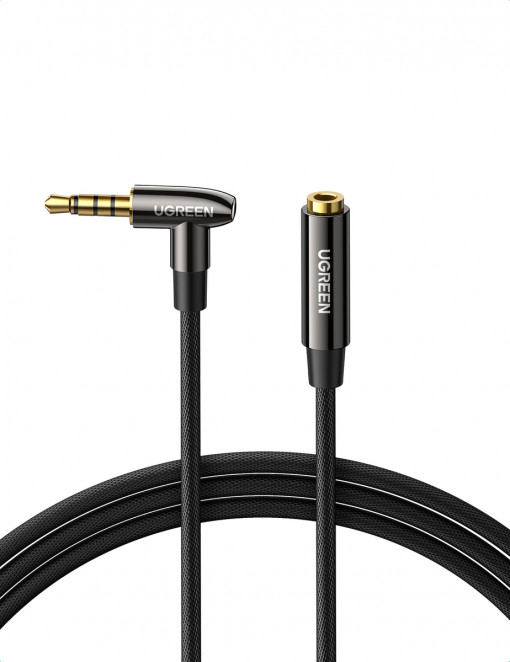 Cablu audio AUX cotit UGREEN AV188 mini jack 3.5 mm, 2m (negru) 20495