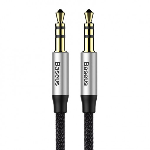 Cablu audio Baseus Yiven mini mufa 3.5mm AUX, 1m (negru+argintiu) CAM30-BS1