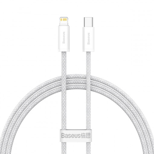 Cablu de date Baseus Dynamic USB-C la Lightning, 23W, 1m (alb) CALD000002
