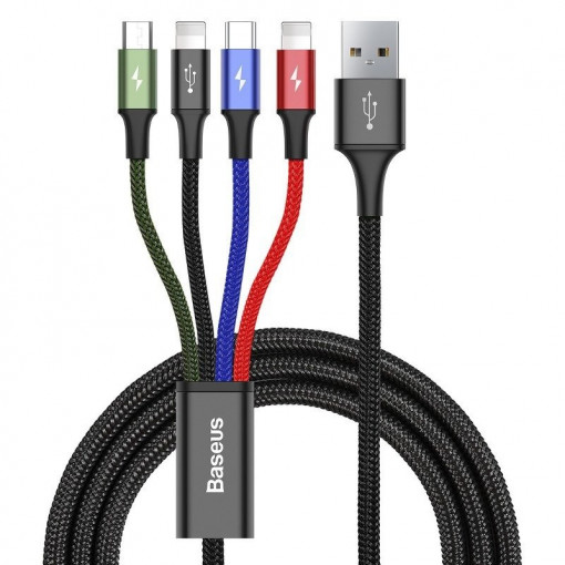 Cablu de date rapid USB BASEUS 4in1 USB-C / 2x Lightning / Micro 3.5A 1.2m - Negru CA1T4-A01
