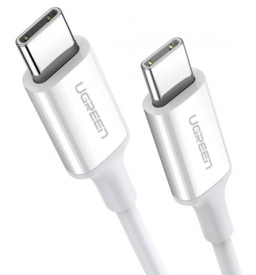 Cablu de date rapid USB-C la USB-C UGREEN US264, 60W, 0.5m (alb) 60517