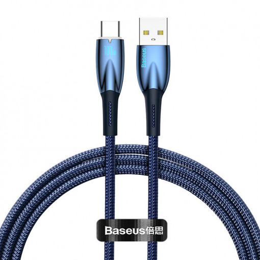 Cablu de date rapid USB la USB-C Baseus Glimmer Series, 100W, 1m (Albastru) CADH000403