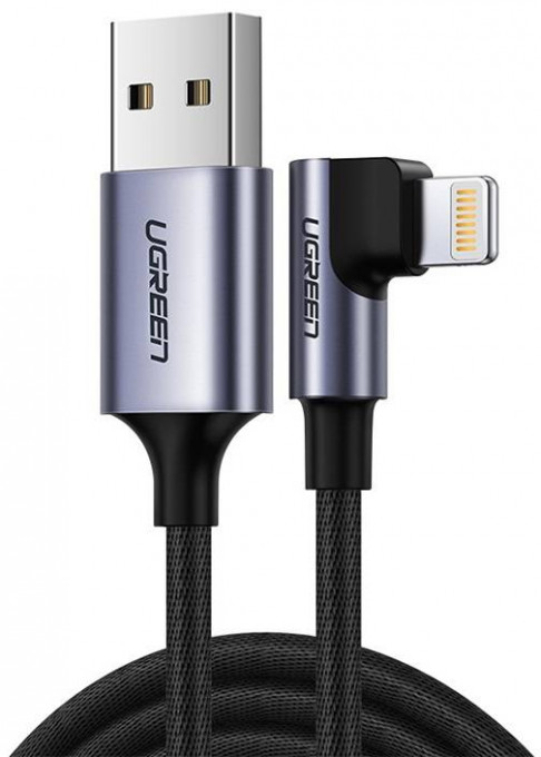 Cablu de date unghiular UGREEN US299 USB la Lightning, MFi, 1m (negru) 60521
