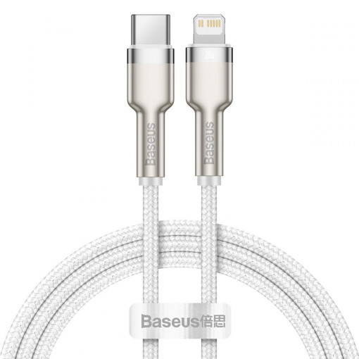 Cablu de date USB-C la Lightning Baseus Cafule, PD, 20W, 1m (alb) CATLJK-A02
