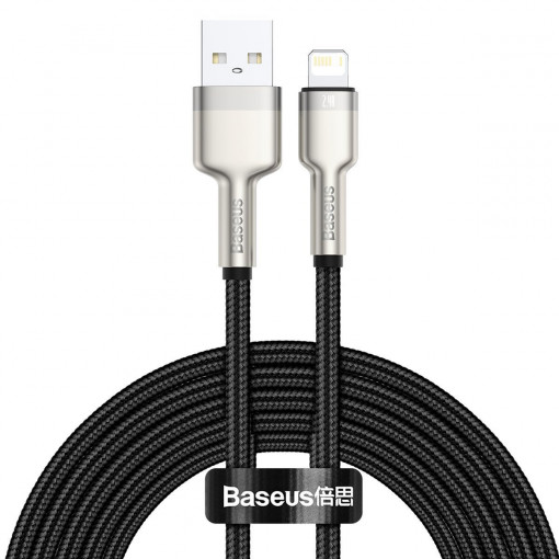 Cablu de date USB la Lightning Baseus Cafule, 2.4A, 2m (negru) CALJK-B01