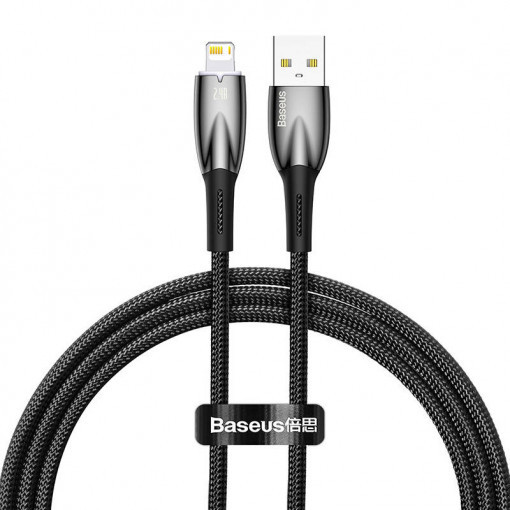 Cablu de date USB la Lightning Baseus Glimmer, 2.4A, 1m (negru) CADH000201