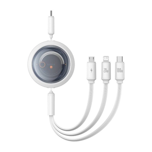 Cablu Incarcare Rapid 3 in 1 Baseus Free2Draw USB-C la USB-C/Lightning/Micro 100W, 1.1m
