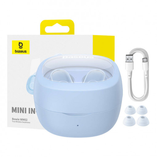 Casti wireless Baseus Bowie WM02 TWS, Bluetooth 5.0 (albastru) OS NGTW370203