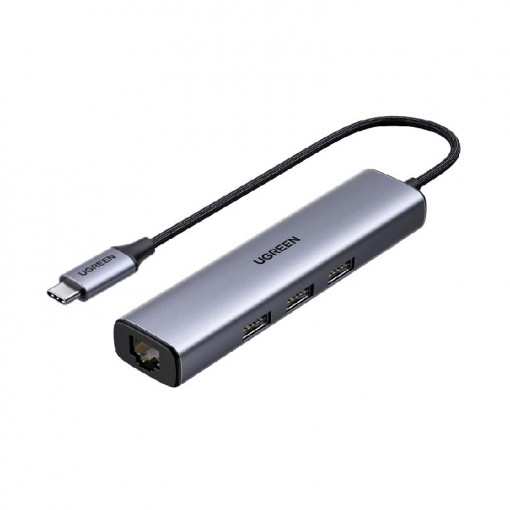 Hub 4in1 UGREEN CM473 USB-C la 3x USB 3.0 + 1x RJ45 (gri) 20917