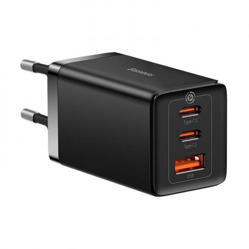Incarcator de perete Baseus GaN5 Pro 2xUSB-C + USB, 65W (negru) CCGP120201