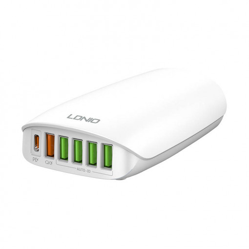 Incarcator de perete LDNIO A6573C, 5xUSB, 65W, 1.5 m (alb)