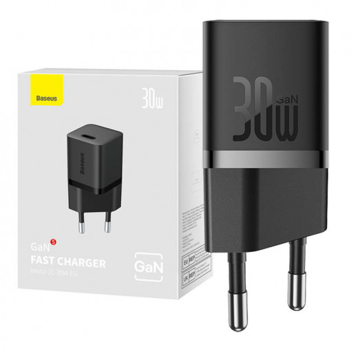 Mini incarcator de perete Baseus GaN5 30W USB-C (negru) CCGN070401