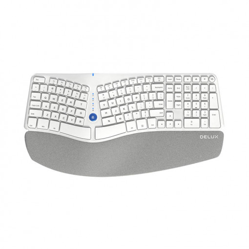 Tastatura ergonomica wireless Delux GM901D BT+2.4G (alba)