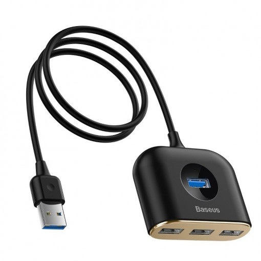 Adaptor USB BASEUS Square Round HUB USB 3.0 + 3x USB 2.0 1m (negru) CAHUB-AY01