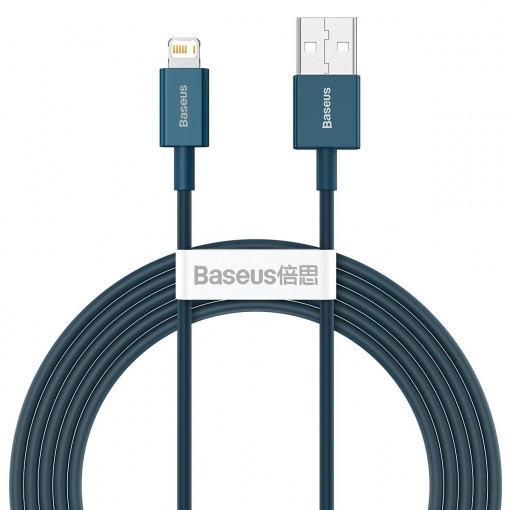 Cablu de date Baseus Superior Series USB la Lightning 2.4A 2m (albastru) CALYS-C03