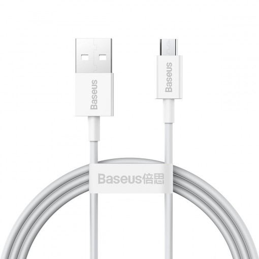 Cablu de date Baseus Superior Series USB la micro USB, 2A, 1m (alb) CAMYS-02