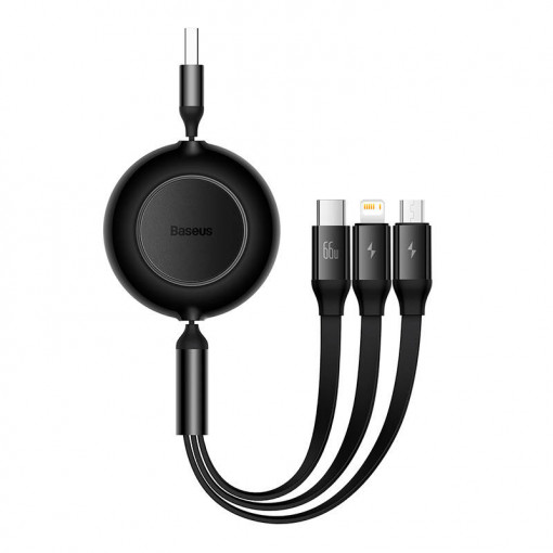 Cablu de date rapid USB BASEUS Bright Mirror 3 3in1 USB-C / Lightning / Micro 66W / 2A 1.1m - Negru CAMJ010101