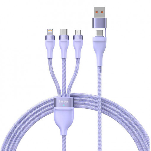 Cablu de date rapid USB BASEUS Flash 3in1 USB-C / Lightning / Micro 100W 1.5m - Mov CASS030205
