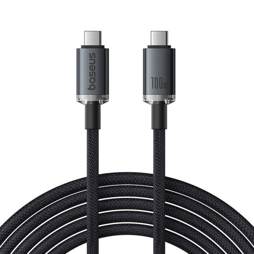 Cablu Incarcare Rapid Baseus Crystal Shine USB-C la USB-C 100W, 1.5m, 20Gb (Negru)