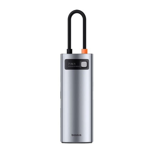 Hub 7in1 Baseus Gleam USB-C la 1x HDMI 4K 60Hz + 3x USB3.0 + 1x PD + 1x SD/TF (Gri) B00030708811-00