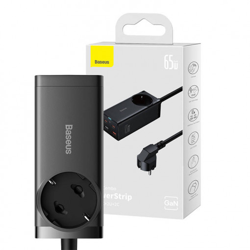 Incarcator de perete + prelungitor electric Baseus GaN3 Pro 2xUSB + 2xUSB-C + AC, 65W PSZM000901