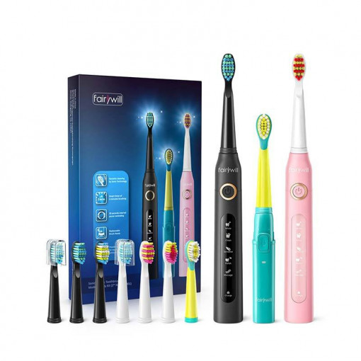Set periuta de dinti sonica de familie cu set de varfuri FairyWill FW-507