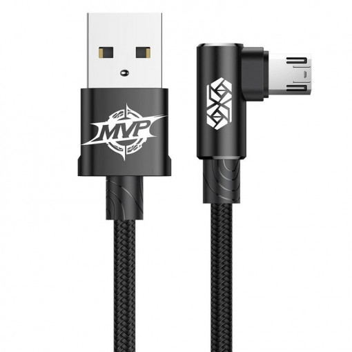 Cablu de date cotit Baseus MVP USB la Micro USB 2A 1m - Negru CAMMVP-B01