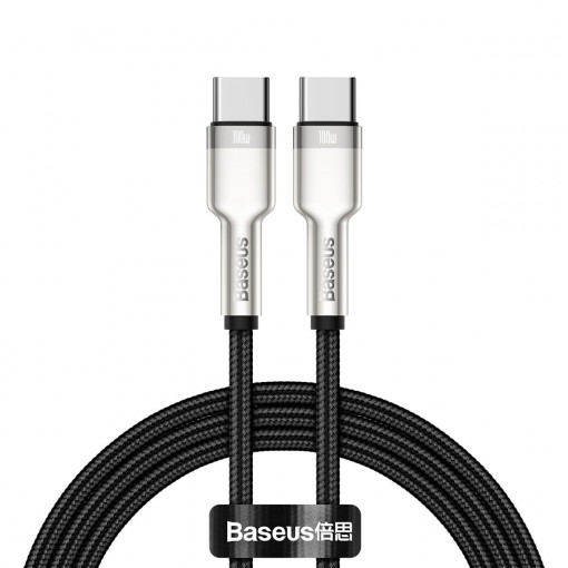 Cablu de date rapid USB-C la USB-C Baseus Cafule, 100W, 1m (negru) CATJK-C01