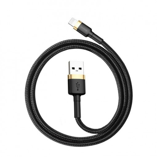 Cablu de date USB la Lightning Baseus Cafule 2.4A 1m (auriu+negru) CALKLF-BV1