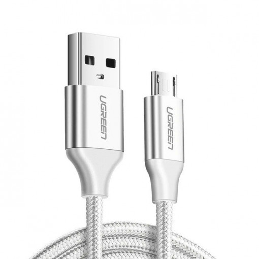 Cablu de date USB la micro USB UGREEN US290 QC 3.0 2.4A 1m (alb) 60151
