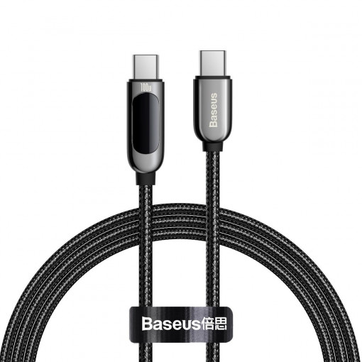 Cablu Incarcare Rapid USB-C la USB-C Baseus Display 100W 1m (negru) CATSK-B01