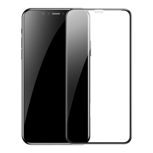 Folie protectie sticla securizata Baseus de 0.3 mm pentru ecran si sticla completa (pachet de 2 buc) pentru iPX/XS/11 Pro 5.8 inchi (2019) negru SGAPIPH58S-KC01
