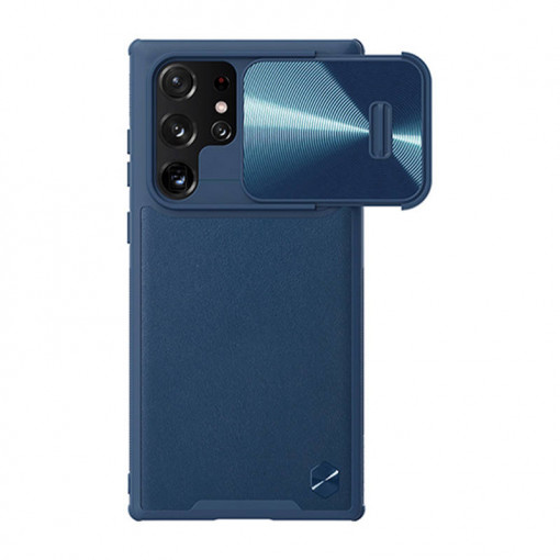 Husa Nillkin CamShield din piele pentru Samsung Galaxy S22 Ultra (albastru)